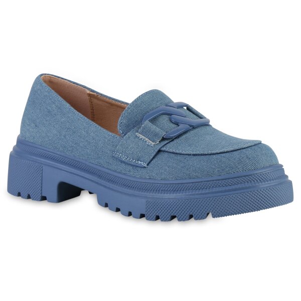 Damen Plateauschuhe in Blau Denim