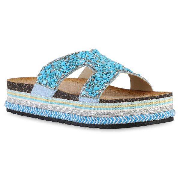 Damen Pantoletten in Türkis