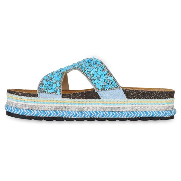 Damen Pantoletten in Türkis