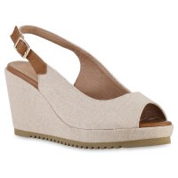 Damen Keilsandaletten in Beige