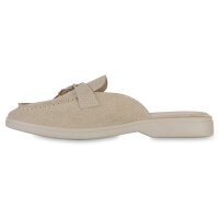 Damen Pantoletten in Khaki Velours