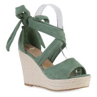 Damen Keilsandaletten in Grün