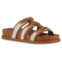 Damen Pantoletten in Hellbraun