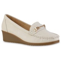 Damen Keilslippers in Beige