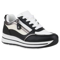 Damen Plateau Sneaker in Schwarz Metallic