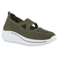 Damen Slip Ons in Olivgrün
