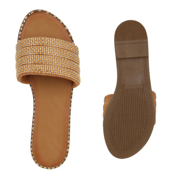 Damen Pantoletten in Hellbraun