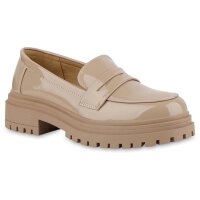 Damen Plateauschuhe in Khaki Lack