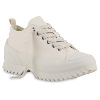 Damen Plateau Sneaker in Beige