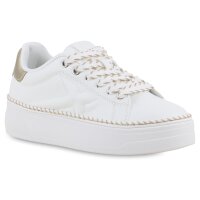 Damen Plateau Sneaker in Weiss Gold