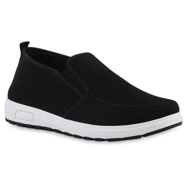 Herren Slip Ons in Schwarz Weiss