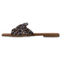 Damen Pantoletten in Grau Leopard