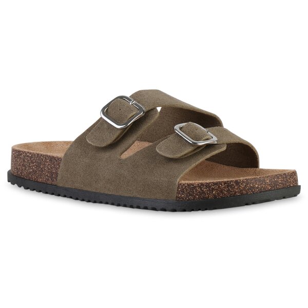 Damen Pantoletten in Olivgrün