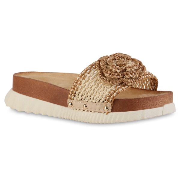Damen Pantoletten in Hellbraun