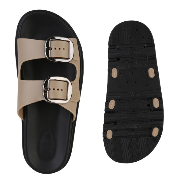 Damen Pantoletten in Khaki