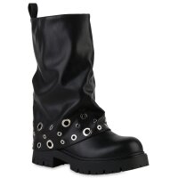 Damen Bikerstiefel in Schwarz