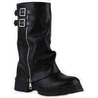 Damen Bikerstiefel in Schwarz