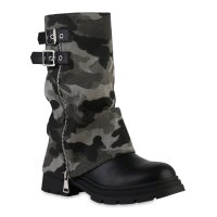 Damen Bikerstiefel in Camouflage