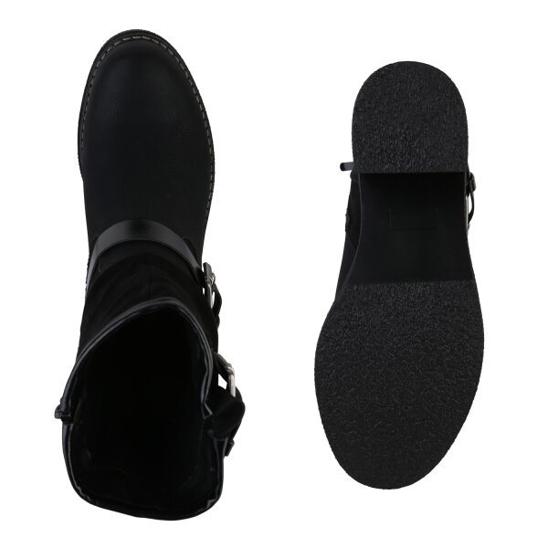 Damen Biker Boots in Schwarz