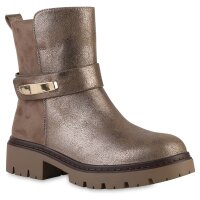 Damen Biker Boots in Gold