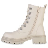 Damen Schnürstiefeletten in Beige