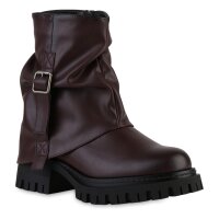 Damen Biker Boots in Burgund