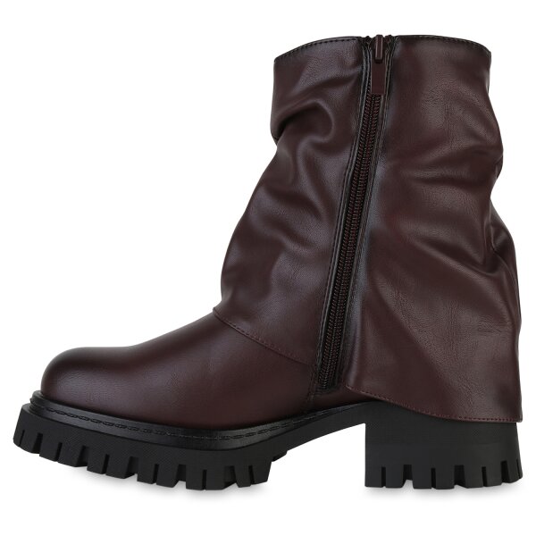 Damen Biker Boots in Burgund