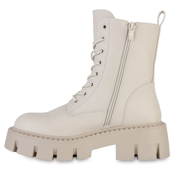 Damen Schnürstiefeletten in Beige