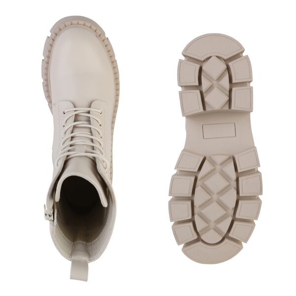 Damen Schnürstiefeletten in Beige