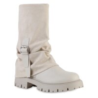 Damen Bikerstiefel in Beige