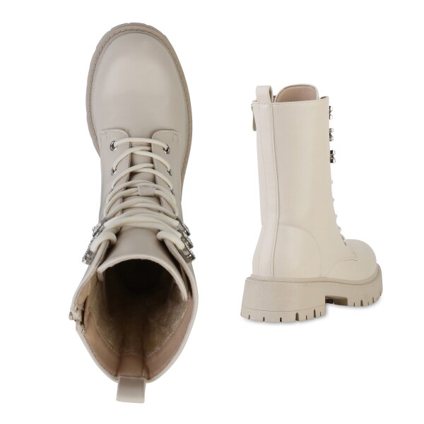 Damen Schnürstiefel in Beige