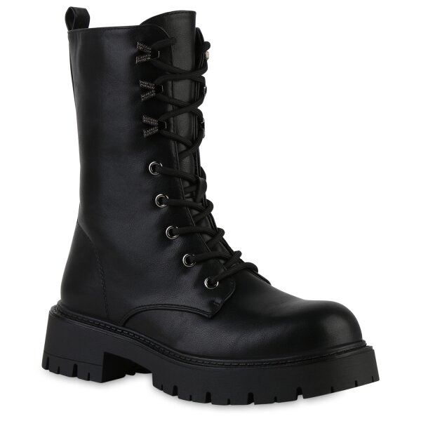 Damen Schnürstiefel in Schwarz
