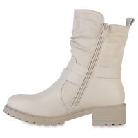 Damen Biker Boots in Creme