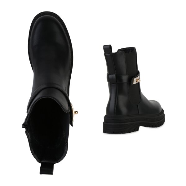 Damen Biker Boots in Schwarz