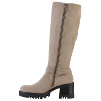 Damen Bikerstiefel in Khaki Velours
