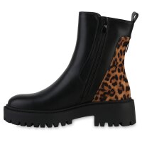 Damen Klassische Stiefeletten in Schwarz Leopard