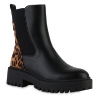 Damen Klassische Stiefeletten in Schwarz Leopard
