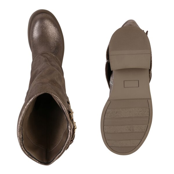 Damen Bikerstiefel in Gold