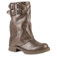 Damen Bikerstiefel in Gold