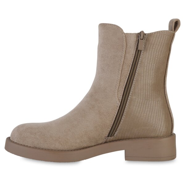 Damen Klassische Stiefeletten in Khaki Velours