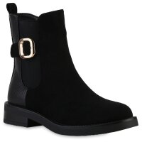 Damen Klassische Stiefeletten in Schwarz Velours