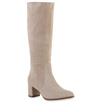 Damen Klassische Stiefel in Beige Velours