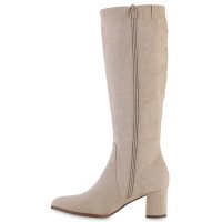 Damen Klassische Stiefel in Beige Velours