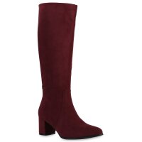 Damen Klassische Stiefel in Burgund Velours