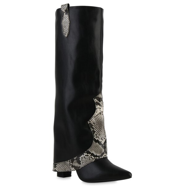 Damen Cowboystiefel in Schwarz Snake
