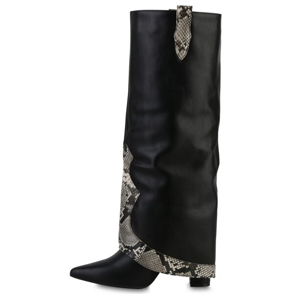 Damen Cowboystiefel in Schwarz Snake