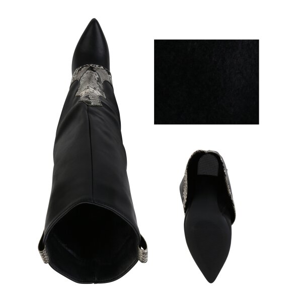 Damen Cowboystiefel in Schwarz Snake