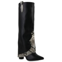 Damen Cowboystiefel in Schwarz Snake