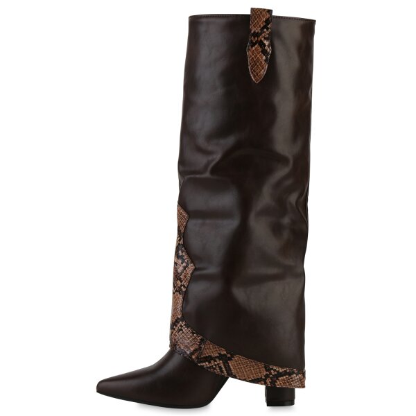 Damen Cowboystiefel in Braun Snake