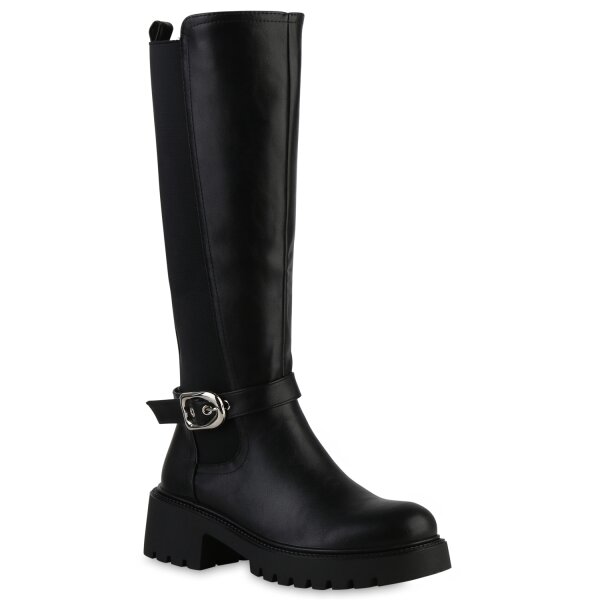 Damen Bikerstiefel in Schwarz